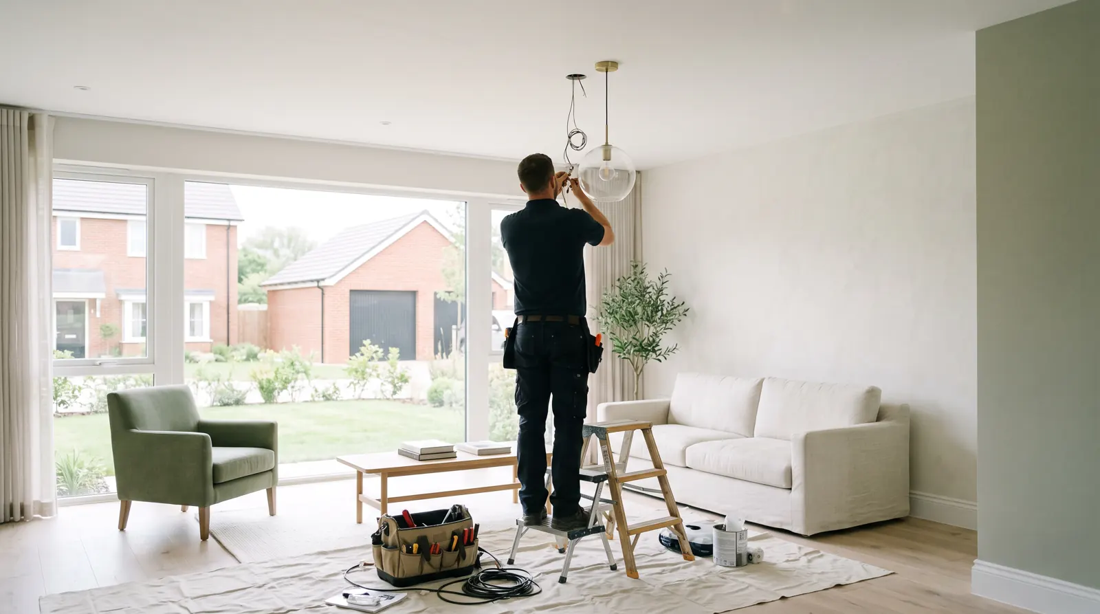 Electrician arriving at a home in Swanley